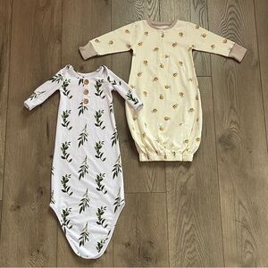 Caden Lane Olive Leaf and Frugi Buzzy Bee Unisex Baby Gowns